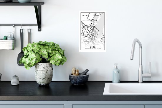 Muurstickers - Sticker Folie - Kaart - Kiel - Plattegrond - Stadskaart - 20x30 cm - Plakfolie - Muurstickers Kinderkamer - Zelfklevend Behang - Zelfklevend behangpapier - Stickerfolie