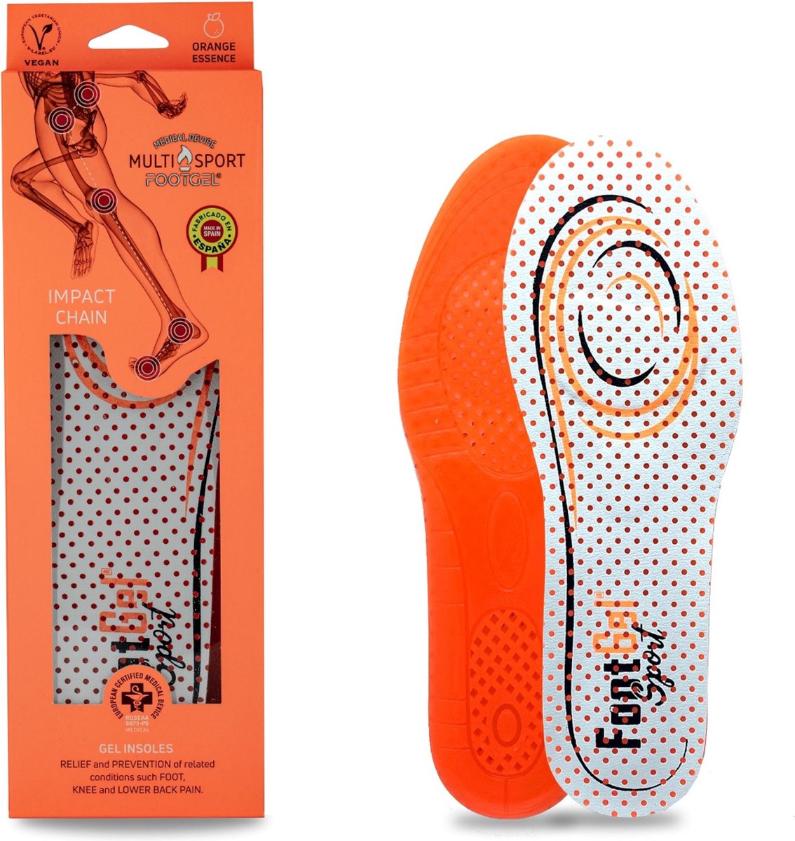 Footgel inlegzolen MultiSport - Sinaasappel geur - Oranje - 39-42