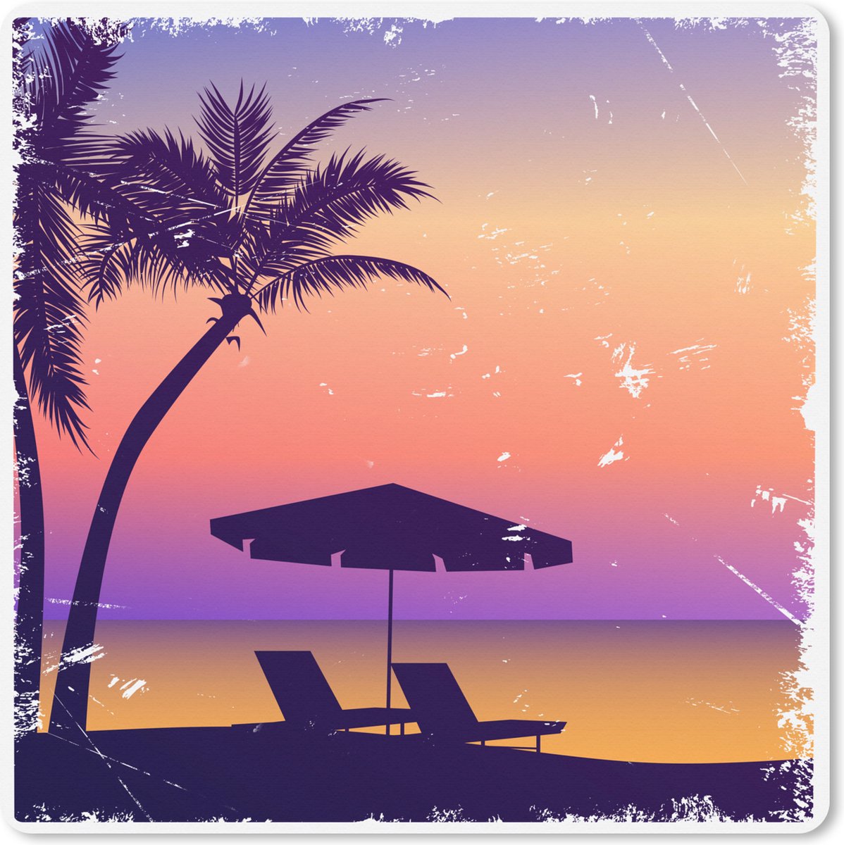 Muismat XXL 80x80 cm - Bureau onderlegger - Bureau mat Strandstoel - Parasol - Nacht - Waterverf - Bureaumat - Gaming mousepad xl - Bureaulegger groot - Computer deskmat