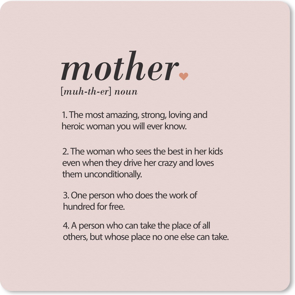 Muismat XXL 60x60 cm - Bureau onderlegger - Bureau mat Mother - Spreuken - Mama definitie - Quotes - Woordenboek - Bureaumat - Gaming mousepad xl - Bureaulegger groot - Computer deskmat