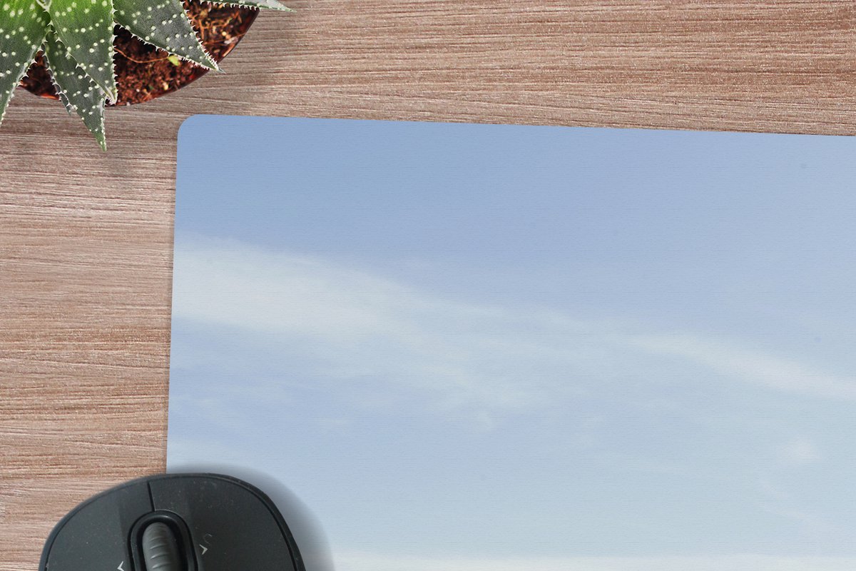 Muismat XXL 80x80 cm - Bureau onderlegger - Bureau mat Noordzee - Duinen - Boot - Bureaumat - Gaming mousepad xl - Bureaulegger groot - Computer deskmat