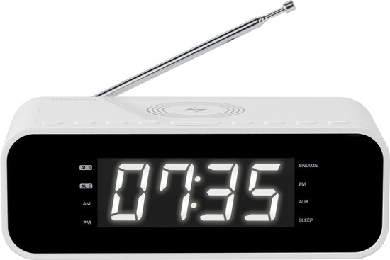 3-in-1 10W draadloze oplader voor mobiele telefoon met bedlampje, LCD wekker voor thuis (EU-stekker 3-in-1 10W draadloze oplader voor mobiele telefoon met bedlampje, LCD wekker voor thuis (EU-stekker