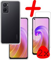 Hoes Geschikt voor OPPO A76 Hoesje Siliconen Back Cover Case Met 2x Screenprotector - Hoesje Geschikt voor OPPO A76 Hoes Cover Hoesje - Transparant