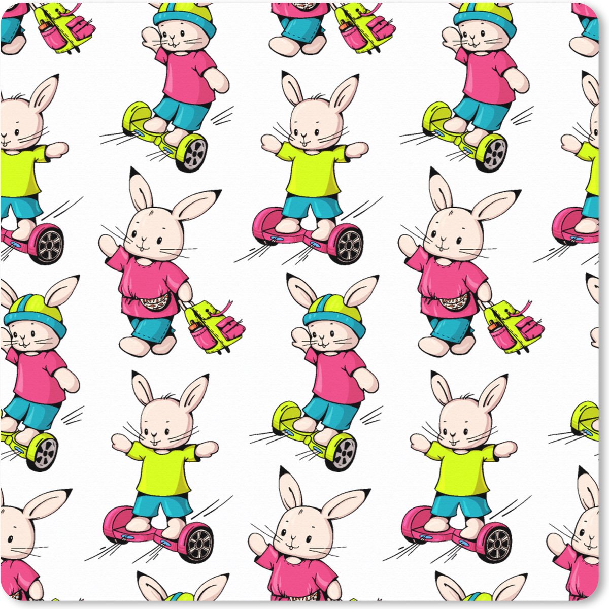 Muismat XXL 50x50 cm - Bureau onderlegger - Bureau mat School - Konijnen - Dieren - Kinderen - Patronen - Bureaumat - Gaming mousepad xl - Bureaulegger groot - Computer deskmat