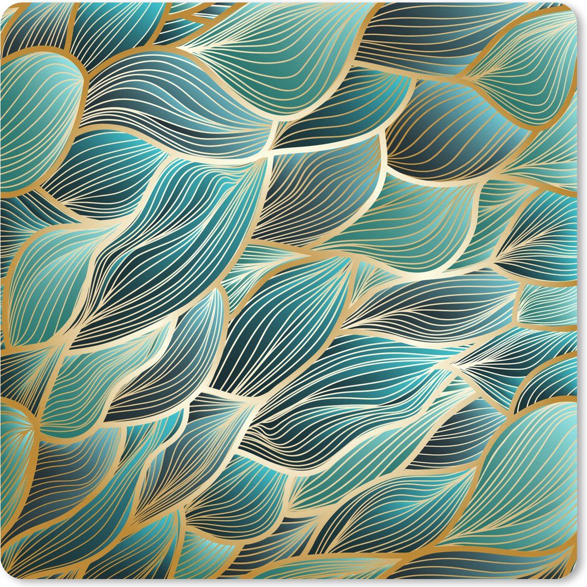 Muismat XXL 60x60 cm - Bureau onderlegger - Bureau mat Patronen - Goud - Abstract - Golf - Bureaumat - Gaming mousepad xl - Bureaulegger groot - Computer deskmat