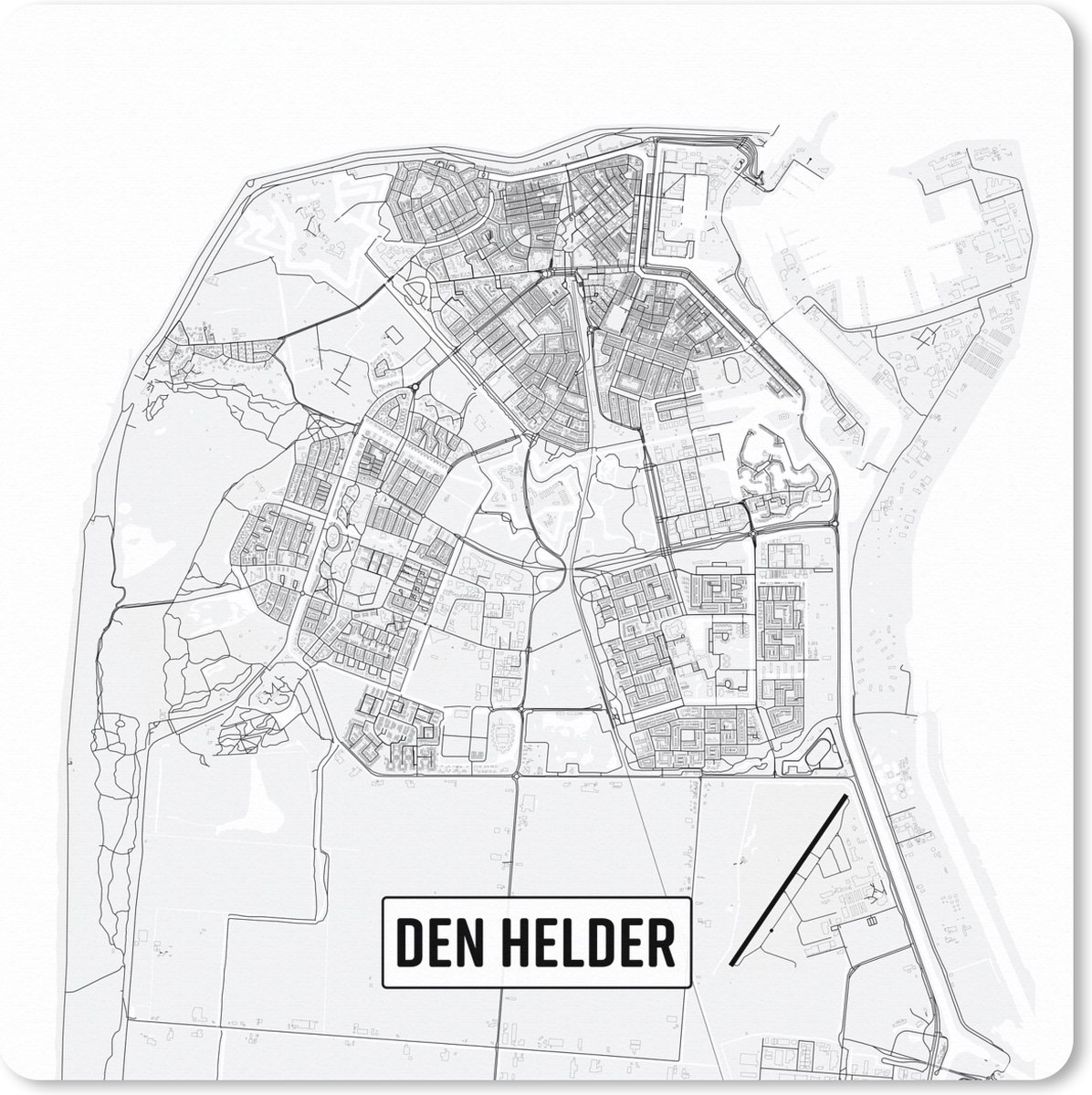 Muismat XXL 60x60 cm - Bureau onderlegger - Bureau mat Stadskaart Den Helder - Bureaumat - Gaming mousepad xl - Bureaulegger groot - Computer deskmat