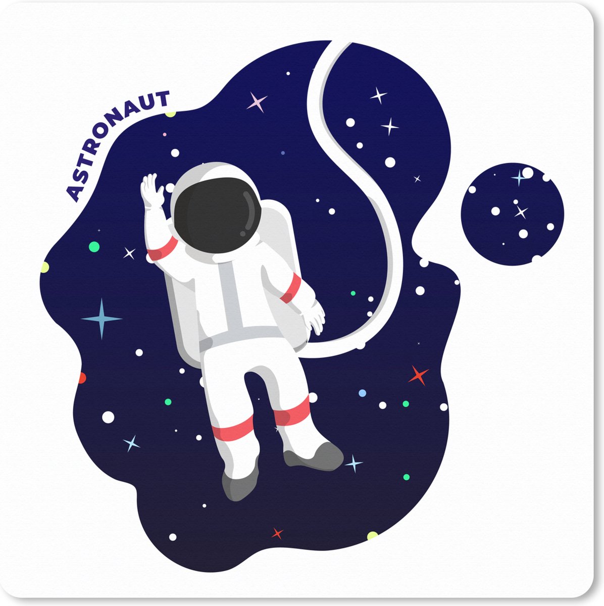 Muismat XXL 50x50 cm - Bureau onderlegger - Bureau mat Illustratie - Astronaut - Kinderen - Bureaumat - Gaming mousepad xl - Bureaulegger groot - Computer deskmat