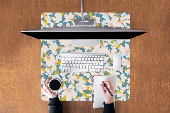 Muismat XXL 80x80 cm - Bureau onderlegger - Bureau mat Flora - Bloemen - Lente - Bureaumat - Gaming mousepad xl - Bureaulegger groot - Computer deskmat
