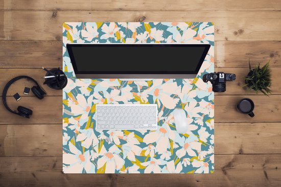 Muismat XXL 80x80 cm - Bureau onderlegger - Bureau mat Flora - Bloemen - Lente - Bureaumat - Gaming mousepad xl - Bureaulegger groot - Computer deskmat