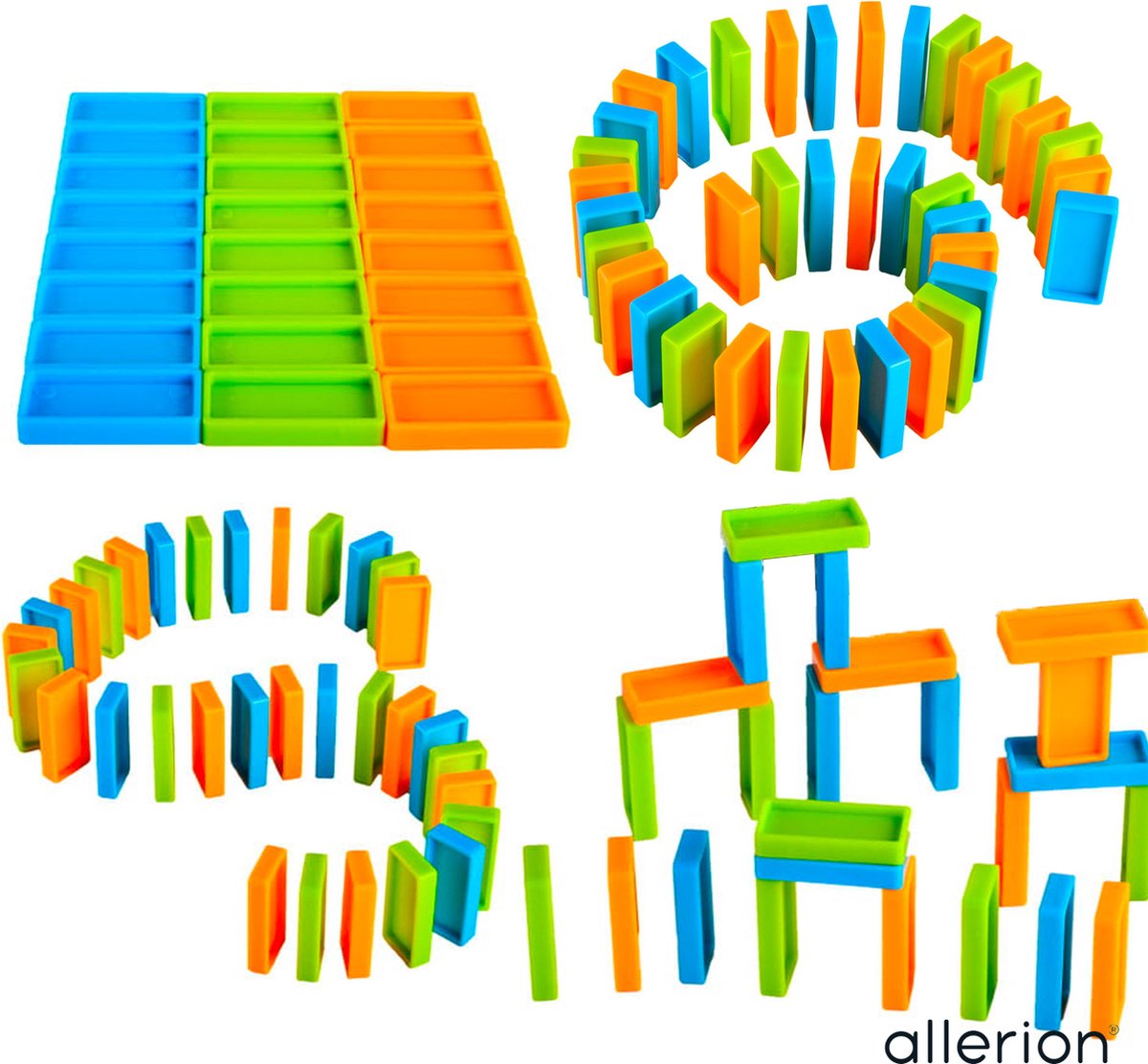 Allerion Domino Set Train - Jeu de briques Domino pour Enfants - 120 dominos  et 11