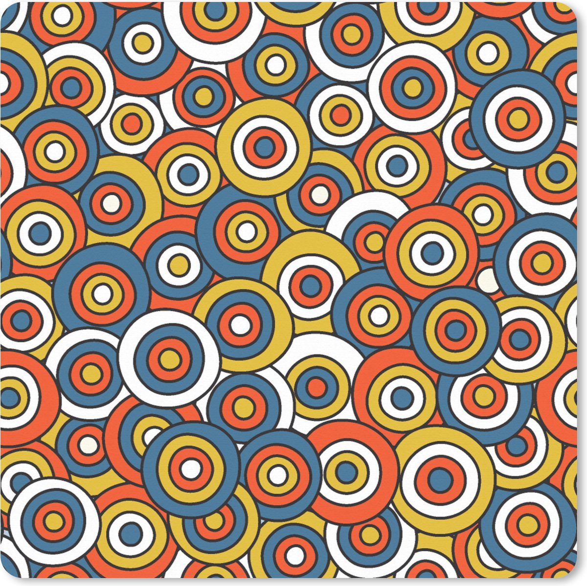 Muismat XXL 60x60 cm - Bureau onderlegger - Bureau mat Patroon - Retro - Cirkel - Bureaumat - Gaming mousepad xl - Bureaulegger groot - Computer deskmat