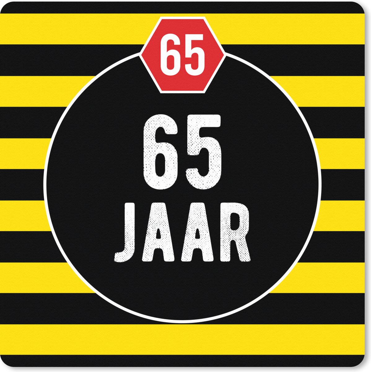 Muismat XXL 80x80 cm - Bureau onderlegger - Bureau mat Jubileum - Decoratie - 65 jaar - Bureaumat - Gaming mousepad xl - Bureaulegger groot - Computer deskmat
