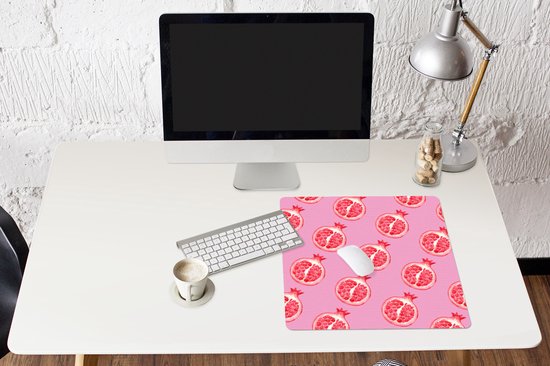 Muismat XXL 50x50 cm - Bureau onderlegger - Bureau mat Fruit - Roze - Sjablonen - Bureaumat - Gaming mousepad xl - Bureaulegger groot - Computer deskmat