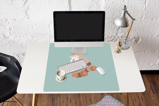 Muismat XXL 80x80 cm - Bureau onderlegger - Bureau mat Zomer - Rolschaats - Pastel - Bureaumat - Gaming mousepad xl - Bureaulegger groot - Computer deskmat