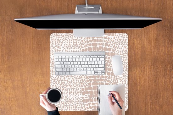 Muismat XXL 60x60 cm - Bureau onderlegger - Bureau mat Dierenprint - Slang - Pastel - Bureaumat - Gaming mousepad xl - Bureaulegger groot - Computer deskmat