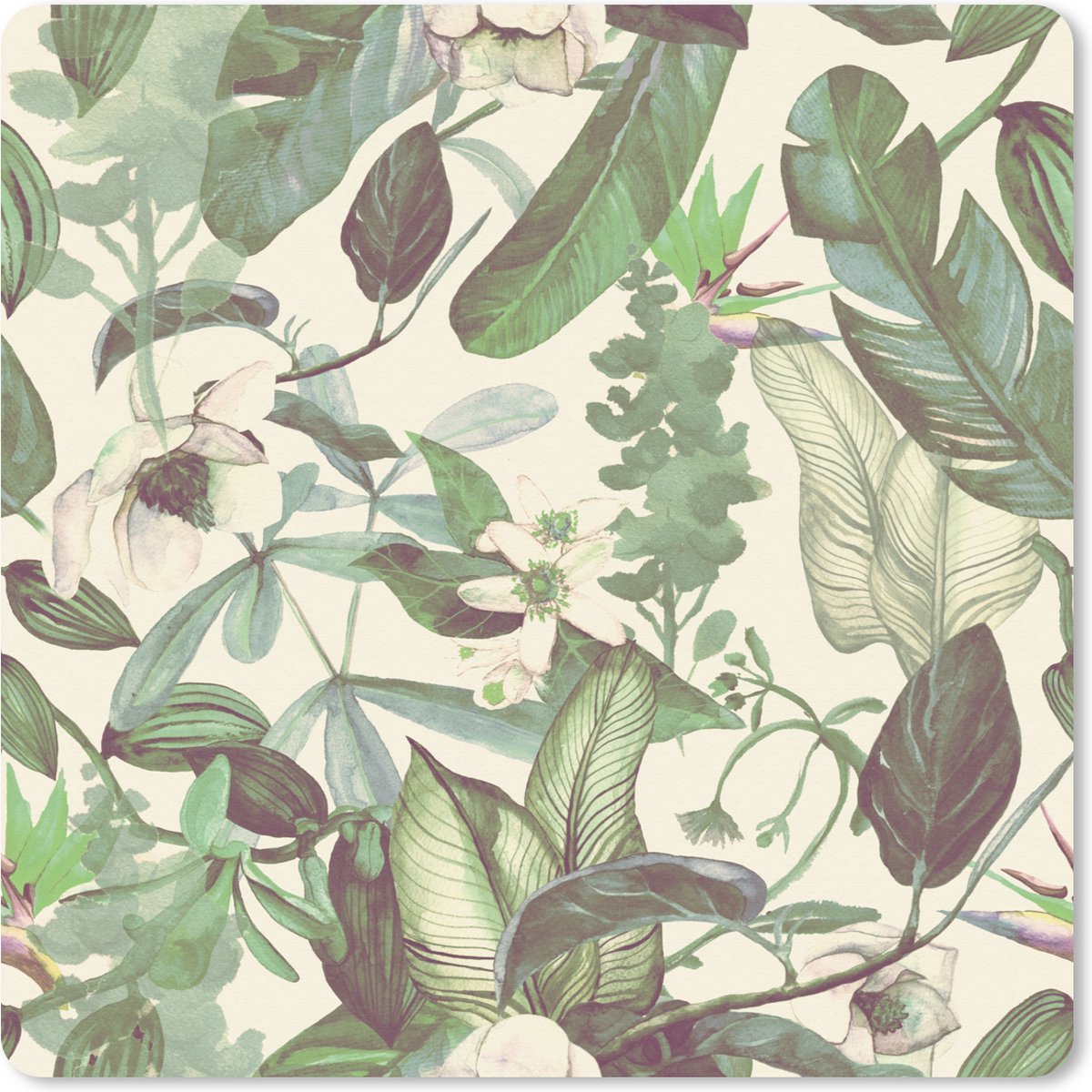 Muismat XXL 60x60 cm - Bureau onderlegger - Bureau mat Flora - Jungle - Vintage - Patronen - Bureaumat - Gaming mousepad xl - Bureaulegger groot - Computer deskmat