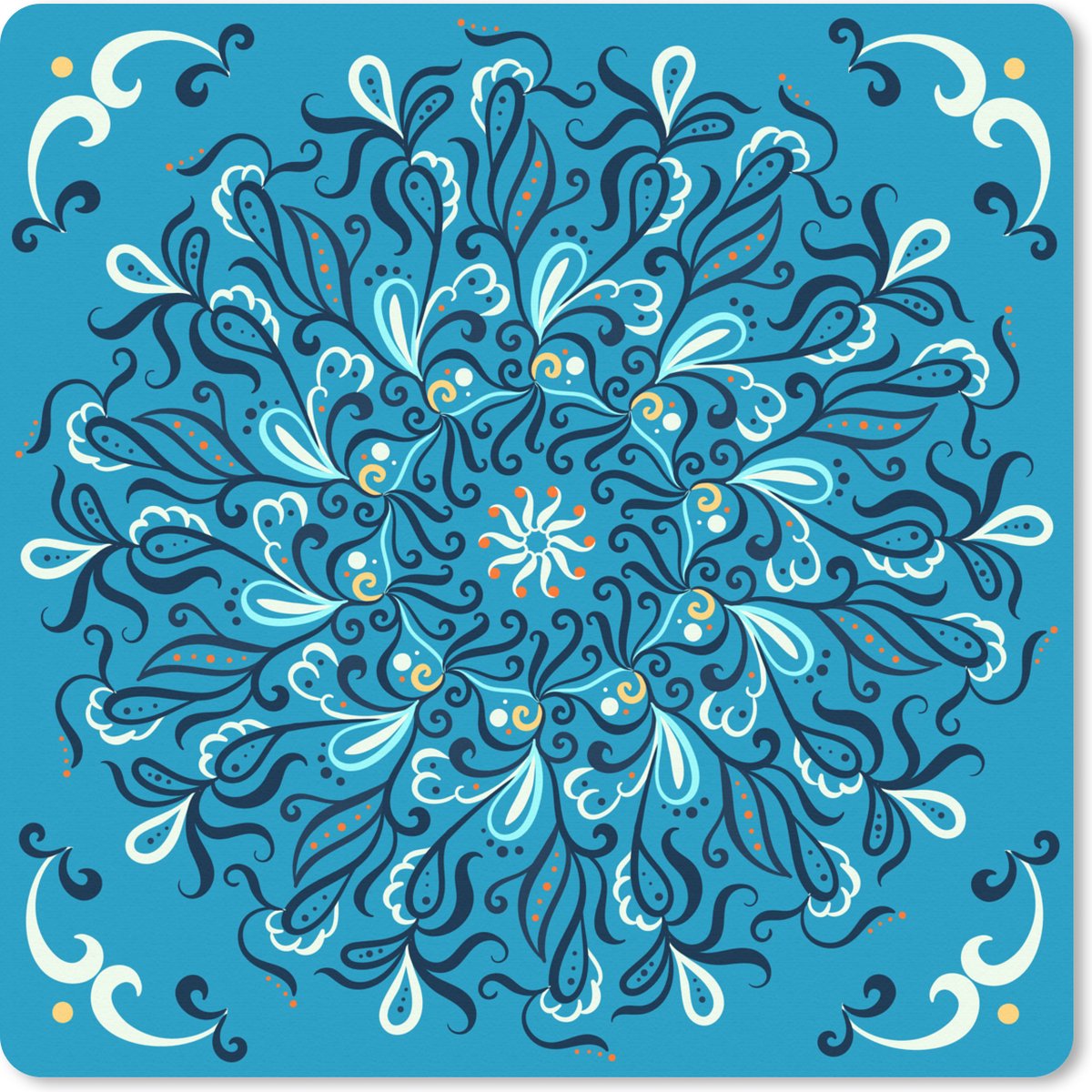 Muismat XXL 50x50 cm - Bureau onderlegger - Bureau mat Mandala - Blauw - Patronen - Bureaumat - Gaming mousepad xl - Bureaulegger groot - Computer deskmat