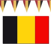 Versiering pakket vlaggen Belgie voor binnen/buiten - Vlag 150 x 90 cm en 2x 10 meter puntvlaggetjes