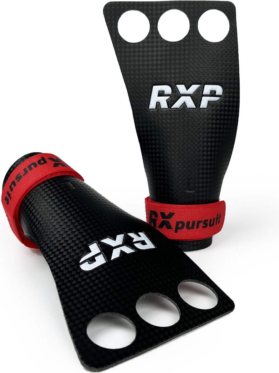 RXpursuit - CrossFit Grips Red Strap - Leertjes - Carbon Fiber - Gymnastics - Maat M
