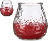 Citronella-Geur Kaars  -Transparante geraniumkaars met reliëf - Anti Vliegen - 9x9x9,5cm - Brandduur: 18 uur
