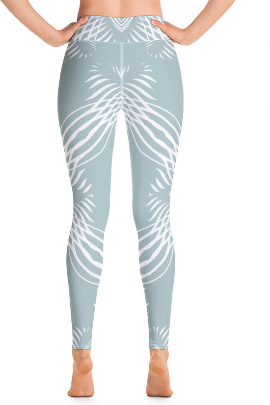 Sportlegging - design Proud Pattern- High Waist - Dry Fit - High Performance - 4way stretch- unieke print - UPF 50+ - Hardloop - Yoga - Fitness - Dans - Pilates - Training - sportbroek –mintgroen wit- maat XS — afbeelding 3