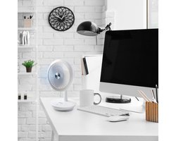 DOMO DO8147 Mini Ventilator 'My Fan' - Tafelventilator Draadloos - Oplaadbaar - Wit