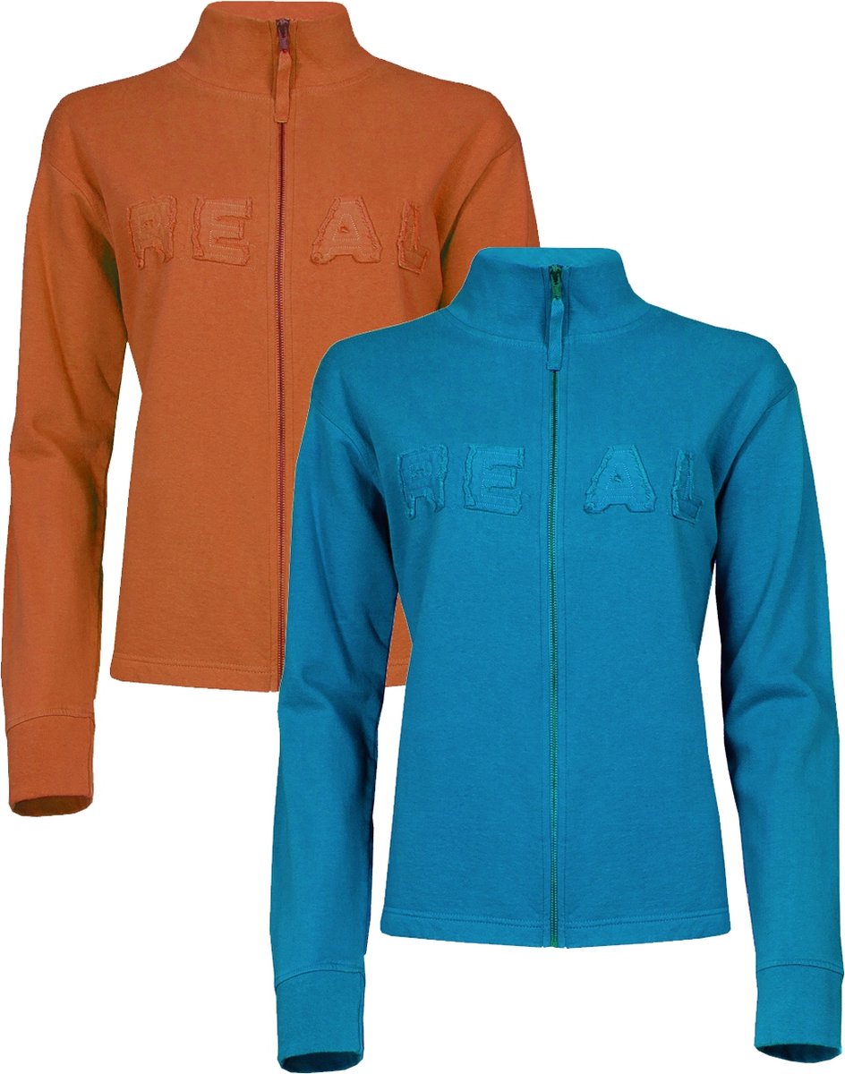 DUO-PACK Dames Sweatshirt van ons merk Thousand Islands Oranje/Blauw: Maten - S