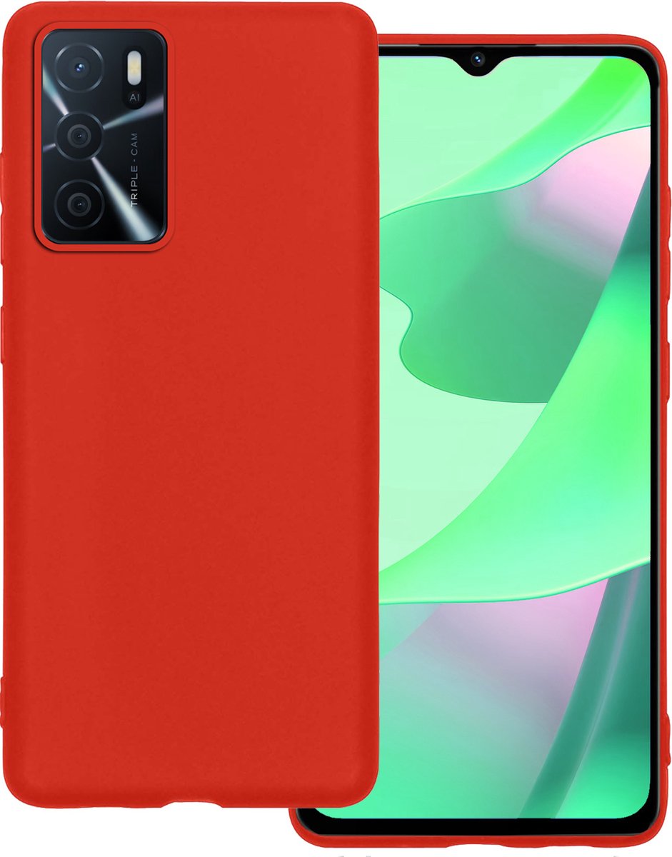 Hoesje Geschikt voor OPPO A16s - Sterk & Shockproof - Hoes Cover - Siliconen Case - Rood