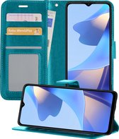 Hoesje Geschikt voor OPPO A16s Hoesje Book Case Hoes Portemonnee Cover Walletcase - Hoes Geschikt voor OPPO A16s Hoes Bookcase Hoesje - Turquoise