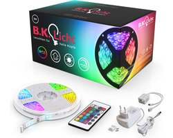 B.K.LICHT - LED Strip - 5 meter - RGB verlichting - dimbaar - met afstandsbediening - zelfklevend