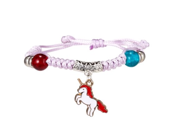 Bracelet Licorne - Bracelet Charms - Fille - Lilas - Ajustable