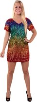 Brazilie & Samba Kostuum | Oogverblindende Glitter Regenboog Jurk Vrouw | Small | Carnaval kostuum | Verkleedkleding