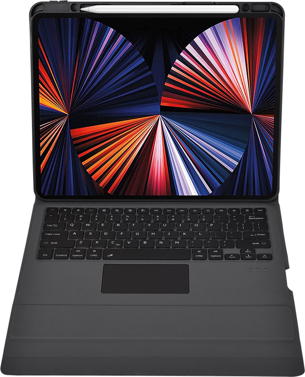 Toetsenbord hoes geschikt voor Apple iPad Pro 12.9 (2018/2020/2021) - Keyboard Case met RGB Verlichting en Keypad - Grijs