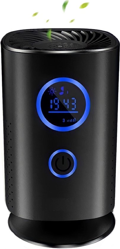 Luchtreiniger met HEPA Filter - Mini Air Purifier met Ionisator - 99.97% Filtervermogen - 3 Ventilatorstanden - Laag Geluidsniveau - Draagbare Luchtreiniger met Aromatherapie- Zwart