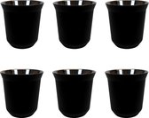 Krumble Espressokopjes set van 6 - 80 ml - Espresso accessoires - Espresso glaasjes - Koffiekopjes - Servies - Staal - Zwart - 6 x 6 x 6,5 cm