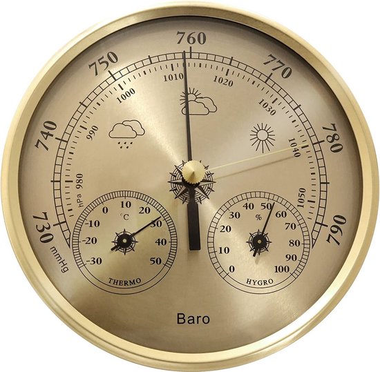 Factuur Rode datum richting Luxe Barometer Weerstation met Thermometer en Hygrometer – Messing  Goudkleurig – Voor... | bol.com