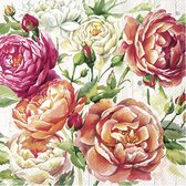 20x Serviettes 3 épaisseurs colorées roses vintage 33 x 33 cm - Thème floral printemps/printemps