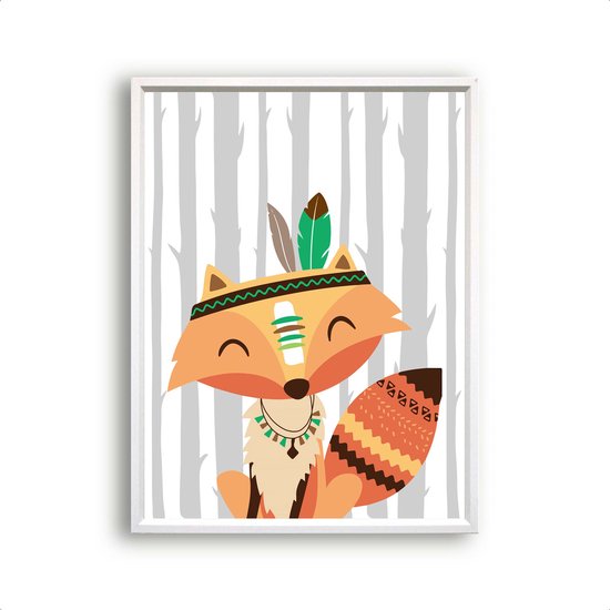 Affiche Renard indien dans la forêt grise / Forêt / 70x50cm