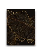 Schilderij  Goud zwart botanische bladeren - links / Planten / Bladeren / 50x40cm