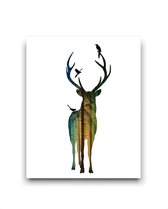Schilderij  Hert in het gekleurde bos / Bos / 50x40cm