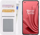 Hoes Geschikt voor OnePlus 10 Pro Hoesje Book Case Hoes Flip Cover Wallet Bookcase - Wit