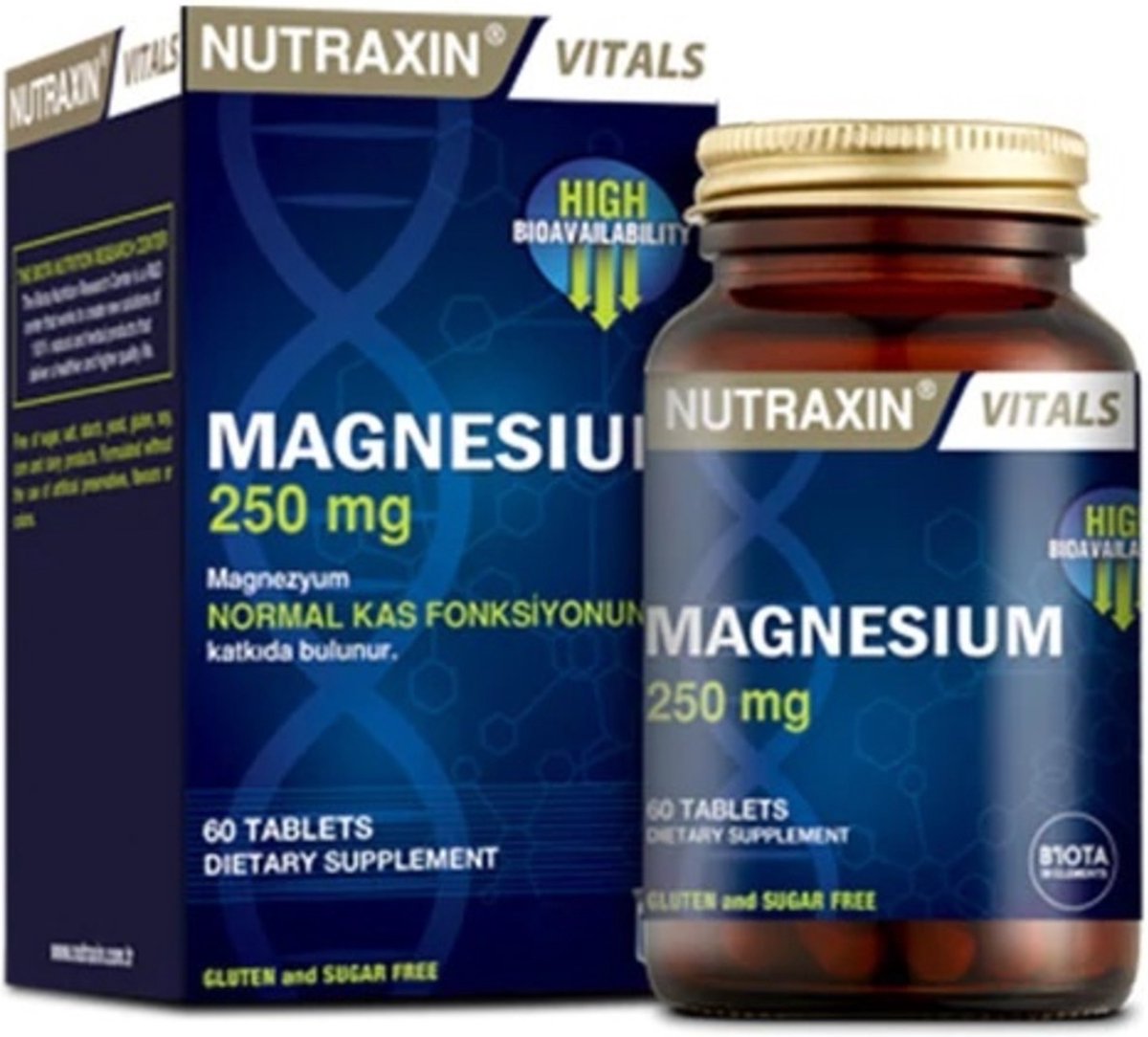Goedkoopste Nutraxin Magnesium 250 mg – 60 Tabletten – Hoge Opname – Spierfunctie Ondersteuning – Glutenvrij & Suikervrij – Voedingssupplement