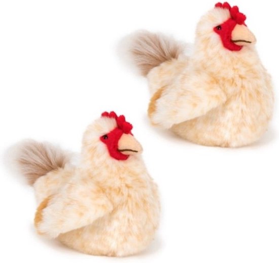 snelheid bedelaar personeel 2x stuks pluche kip lichtbruin knuffel 23 cm - Boerderijdieren kippen  knuffeldieren -... | bol.com