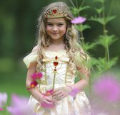 Bella jurk Prinsessen jurk verkleedjurk Luxe 116-122 (120) licht geel + kroon Prinsessenjurk meisje verkleedkleren meisje speelgoed verjaardag