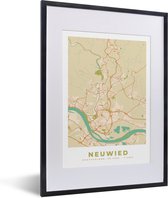 Fotolijst incl. Poster - Vintage - Kaart - Neuwied - Stadskaart - Plattegrond - 30x40 cm - Posterlijst