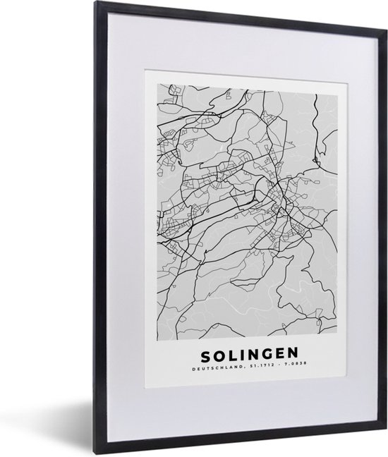 Fotolijst incl. Poster - Plattegrond - Duitsland - Solingen- Kaart ...