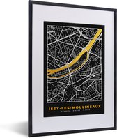 Fotolijst incl. Poster - Plattegrond – Kaart – Stadskaart – Frankrijk – Issy-les-Moulineaux - 30x40 cm - Posterlijst