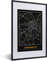Fotolijst incl. Poster - Chemnitz - Duitsland - Kaart - Plattegrond - Goud - Stadskaart - 40x60 cm - Posterlijst