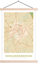 Posterhanger incl. Poster 60x90 cm - Schoolplaat - Geraadsbergen - Stadskaart - Plattegrond - Kaart - Vintage - Textielposter - Blanke latten - Plattegrond
