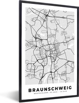 Fotolijst incl. Poster - Duitsland - Stadskaart - Kaart - Plattegrond - Braunschweig - 60x90 cm - Posterlijst